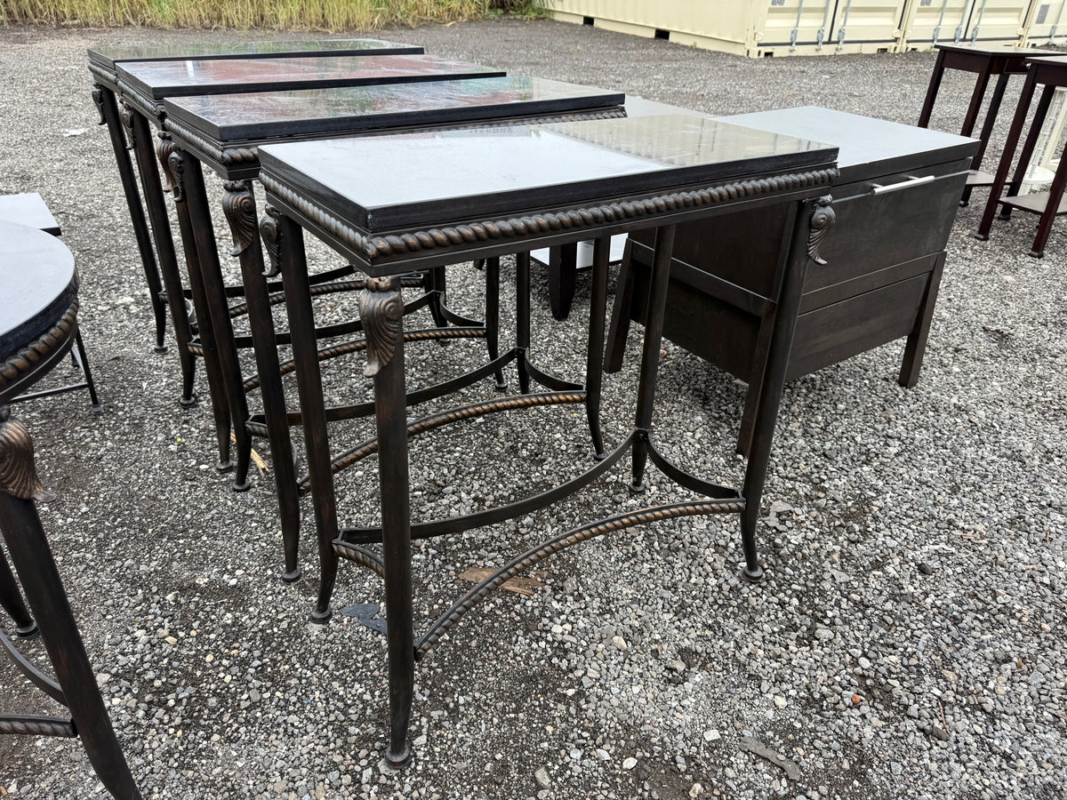 Wrought Iron Small Console Table with Granite Top (*4 Available- priced individually)