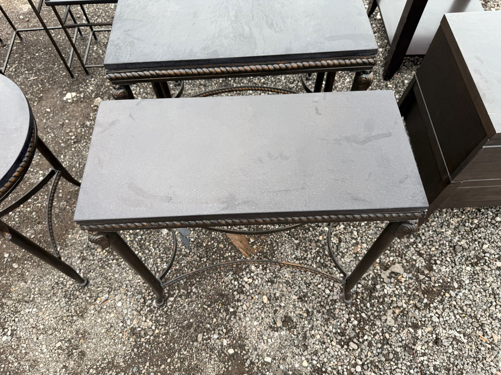Wrought Iron Small Console Table with Granite Top (*4 Available- priced individually)