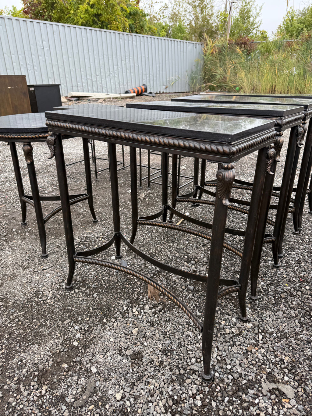 Wrought Iron Small Console Table with Granite Top (*4 Available- priced individually)