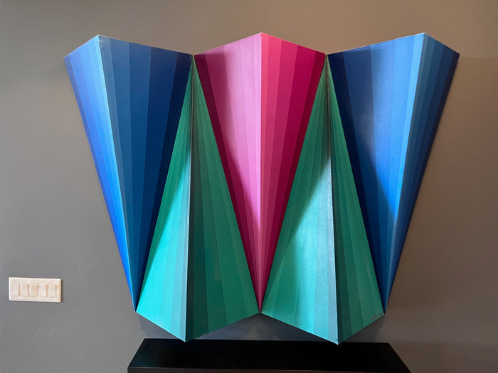 Postmodern Acrylic on Sculpted Canvas by Paul Brandejs, 1977
