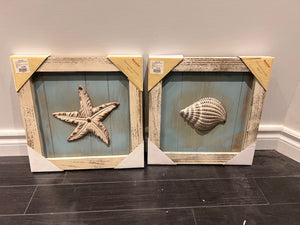 Set of 2 Wall Art 'Starfish + Seashell' # 1