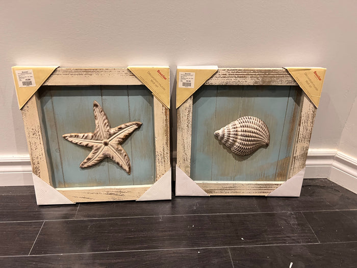 Set of 2 Wall Art 'Starfish + Seashell' # 2