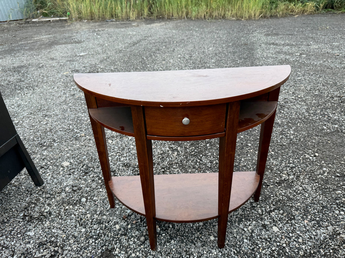 Wood Demilune Console Table
