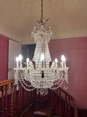 Beautiful Ornate Antique Crystal Chandelier