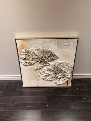 Wall Art Raised White Flowers