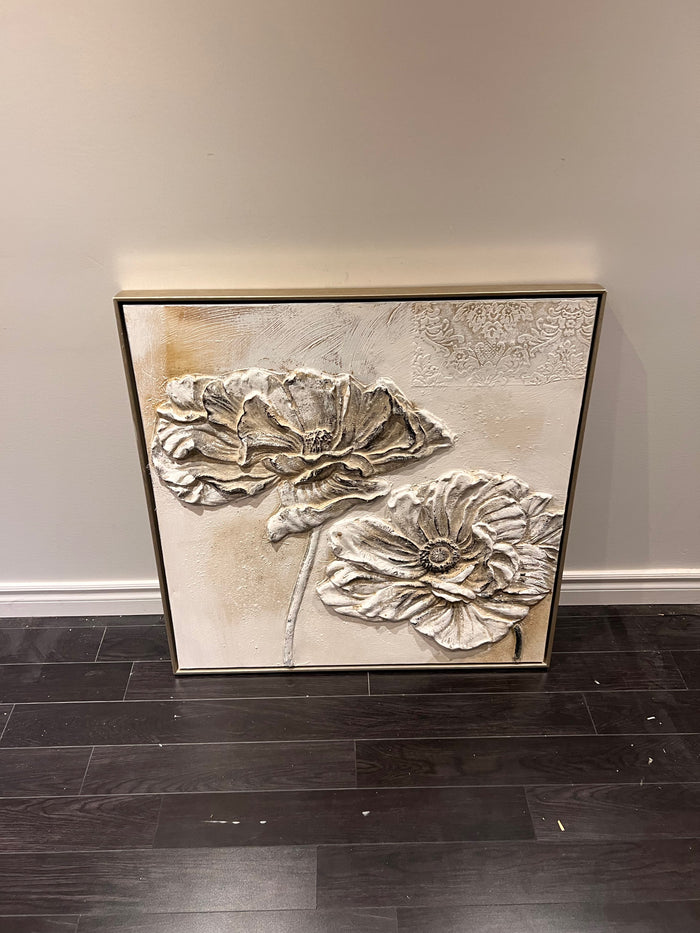 Wall Art Raised White Flowers