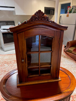 Vintage Carved Wood Wall Cabinet , Made in Indonesia