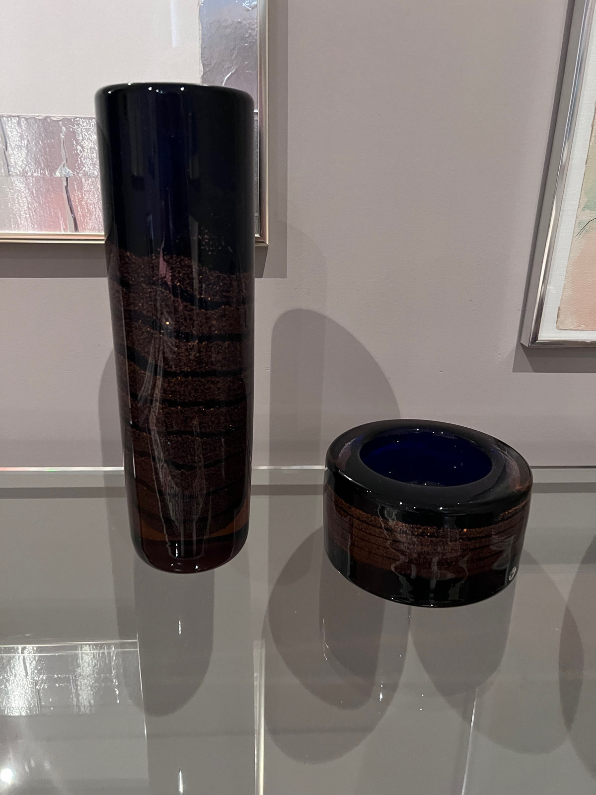 Frantisek Vizner, Beranek Škrdlovice, Czech Art Glass Vase and Ashtray