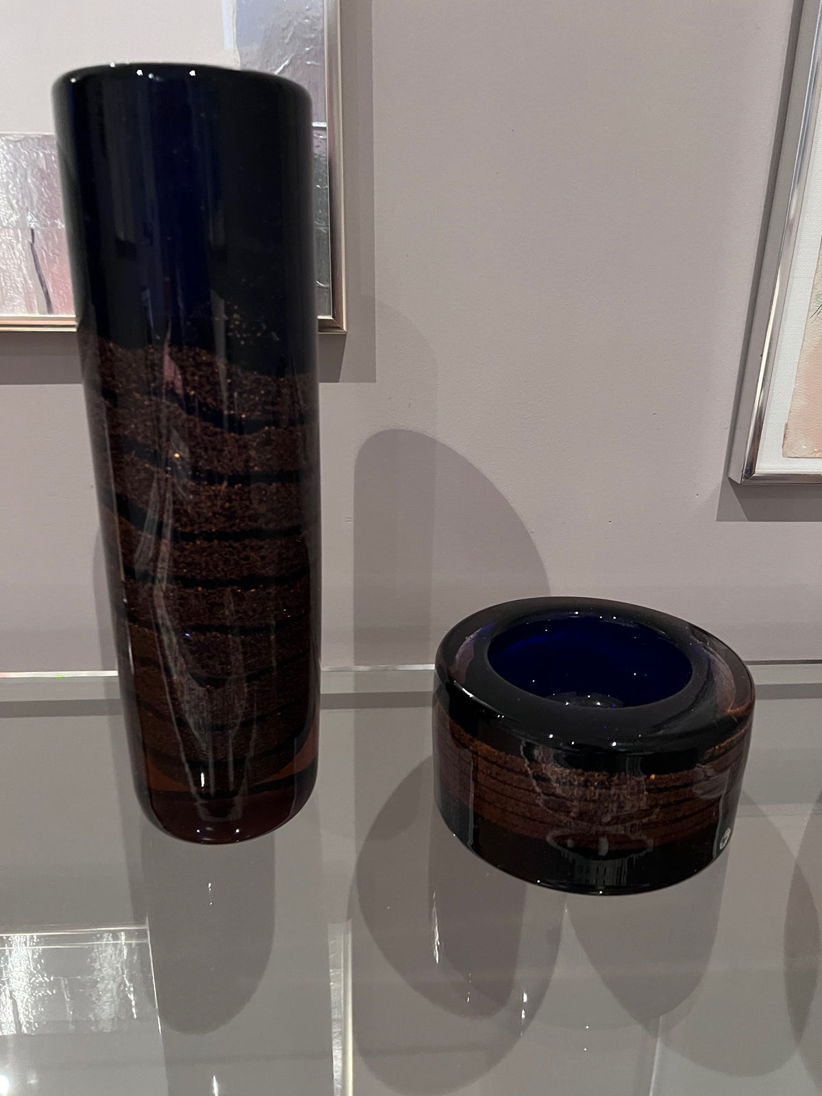 Frantisek Vizner, Beranek Škrdlovice, Czech Art Glass Vase and Ashtray