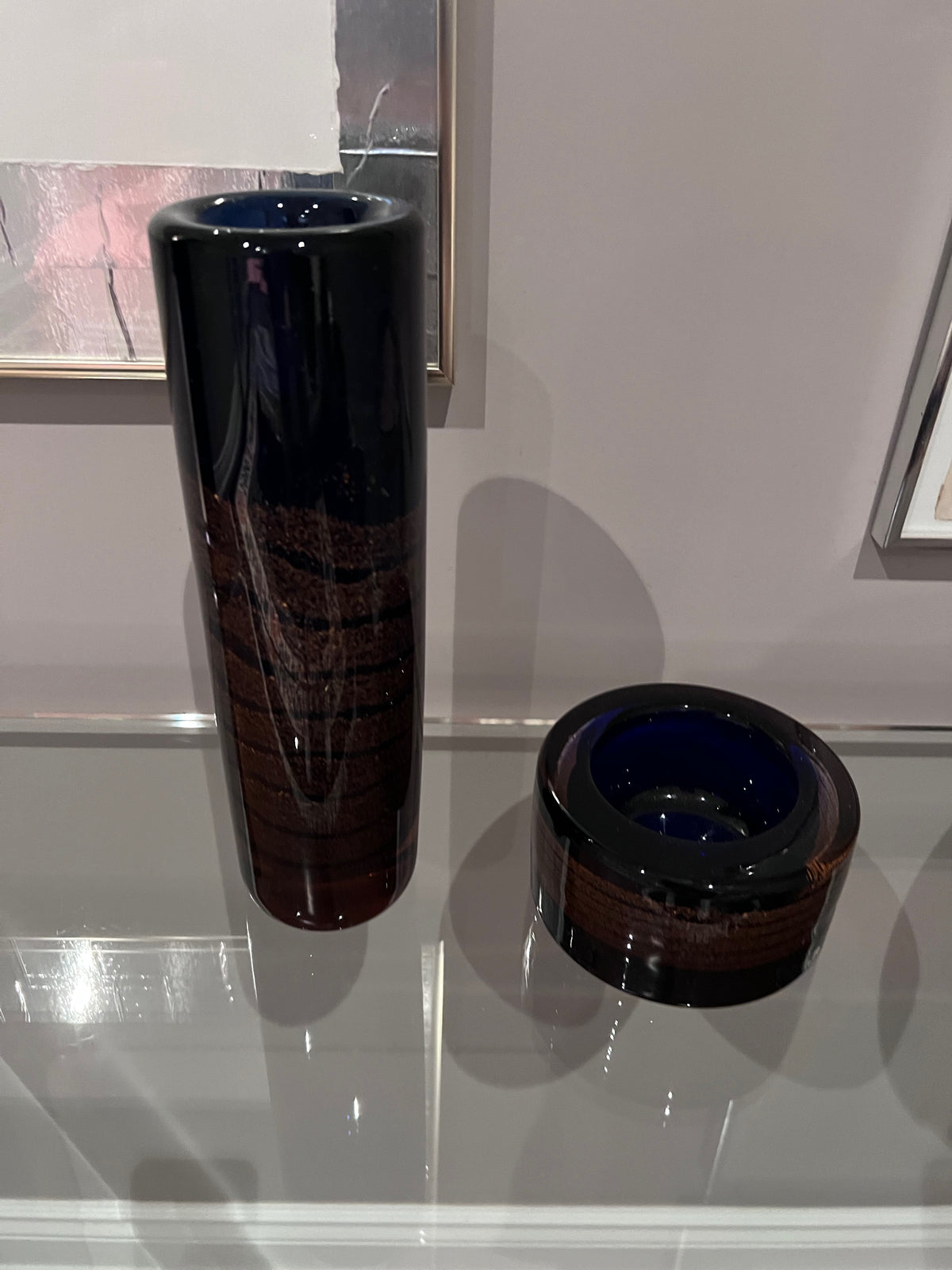 Frantisek Vizner, Beranek Škrdlovice, Czech Art Glass Vase and Ashtray