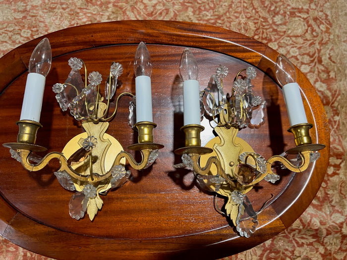 Pair of Crystal Wall Sconces