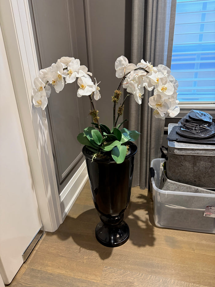 Faux Orchid in Black Planter