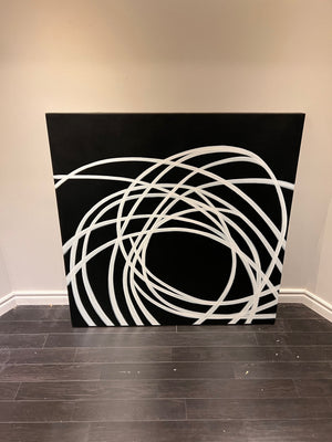 Sunpan Wall Art- Black with White Swirls