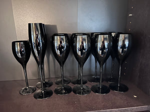 Black Wine/Champagne Glasses Lot