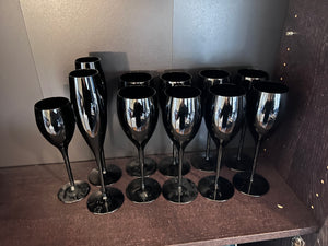 Black Wine/Champagne Glasses Lot