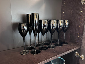 Black Wine/Champagne Glasses Lot
