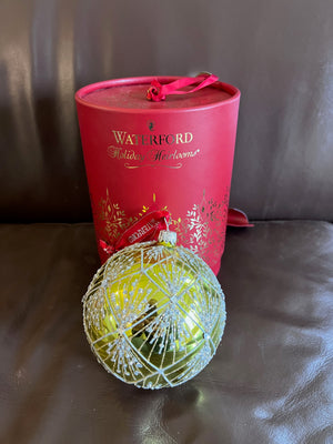 Waterford Holiday Heirlooms Bright Green Tinsel Ball Ornament