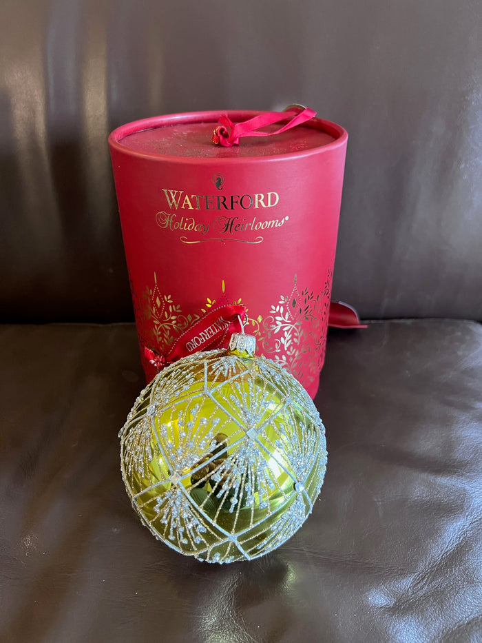 Waterford Holiday Heirlooms Bright Green Tinsel Ball Ornament