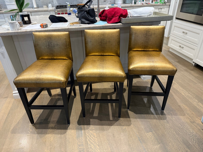 Set of 3 Gold 'Snake Skin' Bar Stools