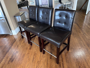 3 Brown Faux Leather Counter Stools