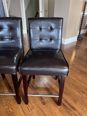 3 Brown Faux Leather Counter Stools