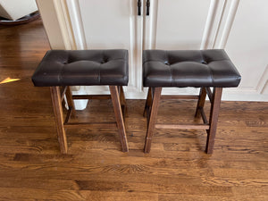 2 Brown Faux Leather Counter Stools
