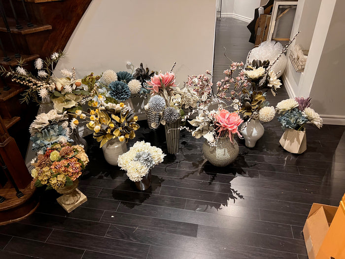 Lot of 15 Vases with Faux Arrangements