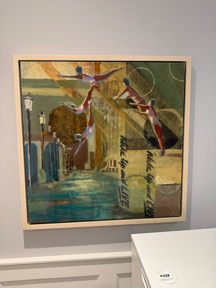 Mixed Media Painting 'Diving Into Your Life' by Marjolyn van der Hart (*gallery price $2,500)