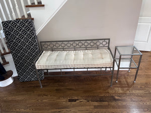 Metal Bench (2 Cushion options) + Matching Glass Side Table
