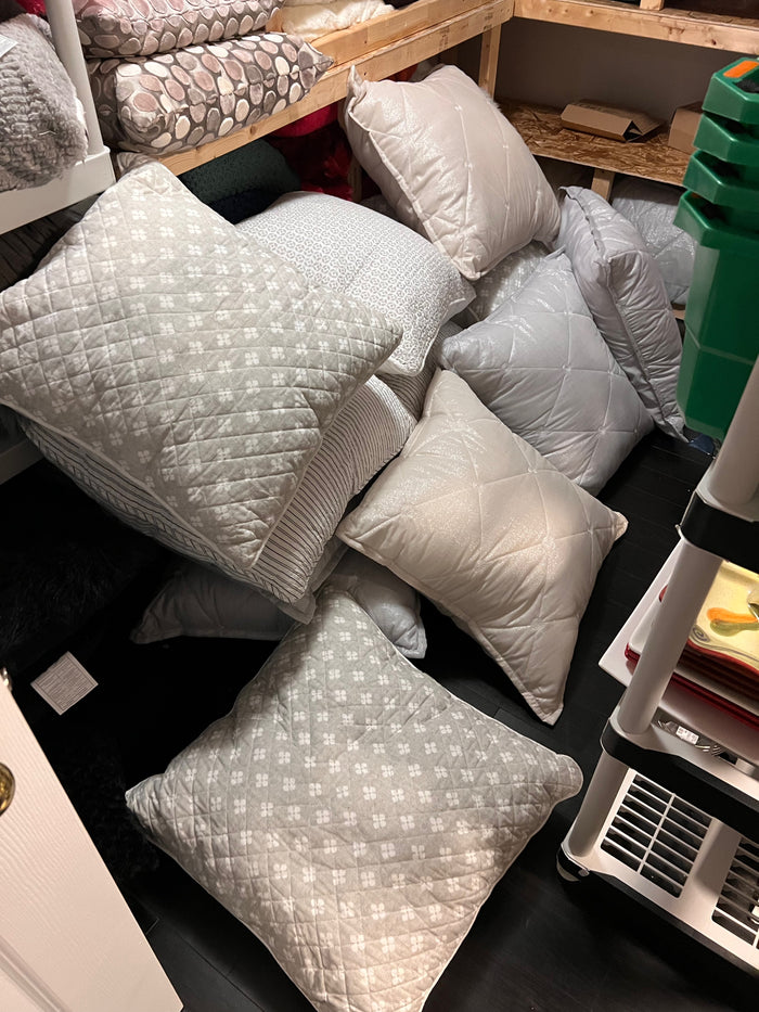 Lot of 16 Large White/Silver Pillows