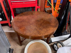 Burled Wood Round Rotating Coffee Table