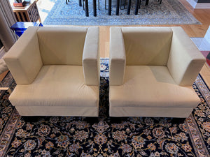 2 Grassoler 'Invader' Armchairs in Panna, w/ Alcantara Fabric, Designed by GABRIEL TEIXIDÓ (*retail $4,550) (*condition)