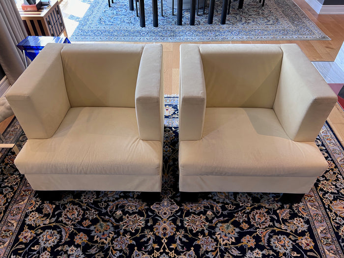 2 Grassoler 'Invader' Armchairs in Panna, w/ Alcantara Fabric, Designed by GABRIEL TEIXIDÓ (*retail $4,550) (*condition)