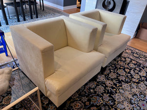 2 Grassoler 'Invader' Armchairs in Panna, w/ Alcantara Fabric, Designed by GABRIEL TEIXIDÓ (*retail $4,550) (*condition)