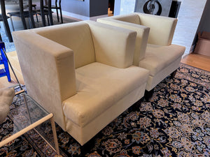 2 Grassoler 'Invader' Armchairs in Panna, w/ Alcantara Fabric, Designed by GABRIEL TEIXIDÓ (*retail $4,550) (*condition)