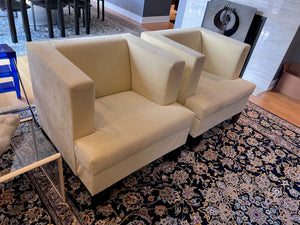 2 Grassoler 'Invader' Armchairs in Panna, w/ Alcantara Fabric, Designed by GABRIEL TEIXIDÓ (*retail $4,550) (*condition)