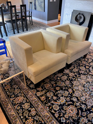 2 Grassoler 'Invader' Armchairs in Panna, w/ Alcantara Fabric, Designed by GABRIEL TEIXIDÓ (*retail $4,550) (*condition)