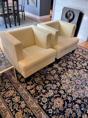 2 Grassoler 'Invader' Armchairs in Panna, w/ Alcantara Fabric, Designed by GABRIEL TEIXIDÓ (*retail $4,550) (*condition)