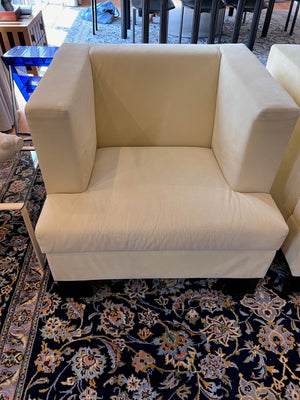 2 Grassoler 'Invader' Armchairs in Panna, w/ Alcantara Fabric, Designed by GABRIEL TEIXIDÓ (*retail $4,550) (*condition)