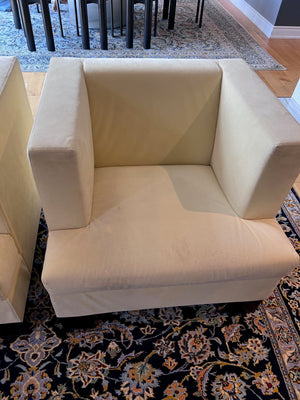 2 Grassoler 'Invader' Armchairs in Panna, w/ Alcantara Fabric, Designed by GABRIEL TEIXIDÓ (*retail $4,550) (*condition)