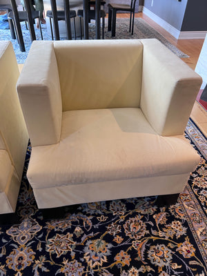 2 Grassoler 'Invader' Armchairs in Panna, w/ Alcantara Fabric, Designed by GABRIEL TEIXIDÓ (*retail $4,550) (*condition)