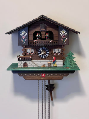 Vintage Lotscher Edelweiss 'Holidays in Switzerland' No. 2712 Cuckoo Clock, Swiss Made (*IN WORKING CONDITION)