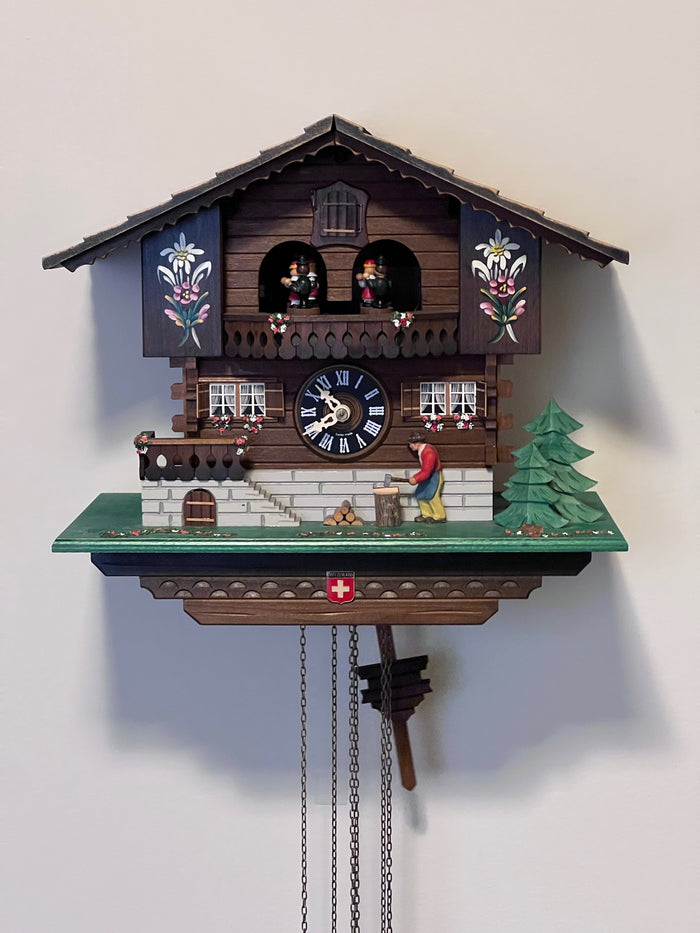 Vintage Lotscher Edelweiss 'Holidays in Switzerland' No. 2712 Cuckoo Clock, Swiss Made (*IN WORKING CONDITION)