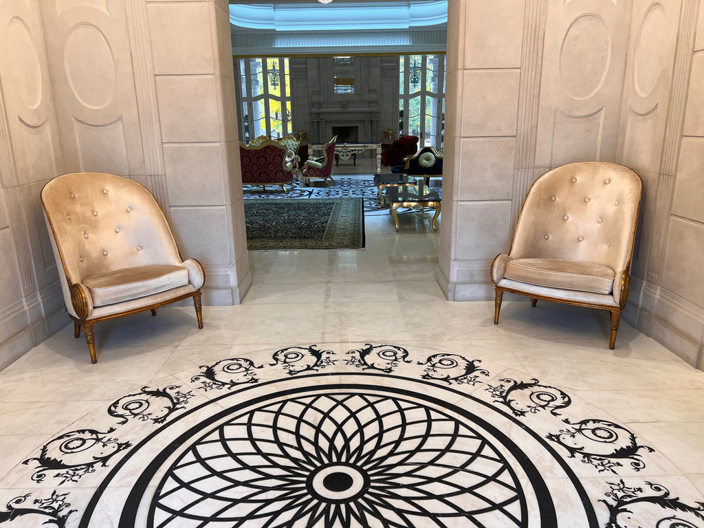 Pair of Casa Padrino Luxury Baroque Armchairs, Beige with Gold Frame (*retail $5,750)