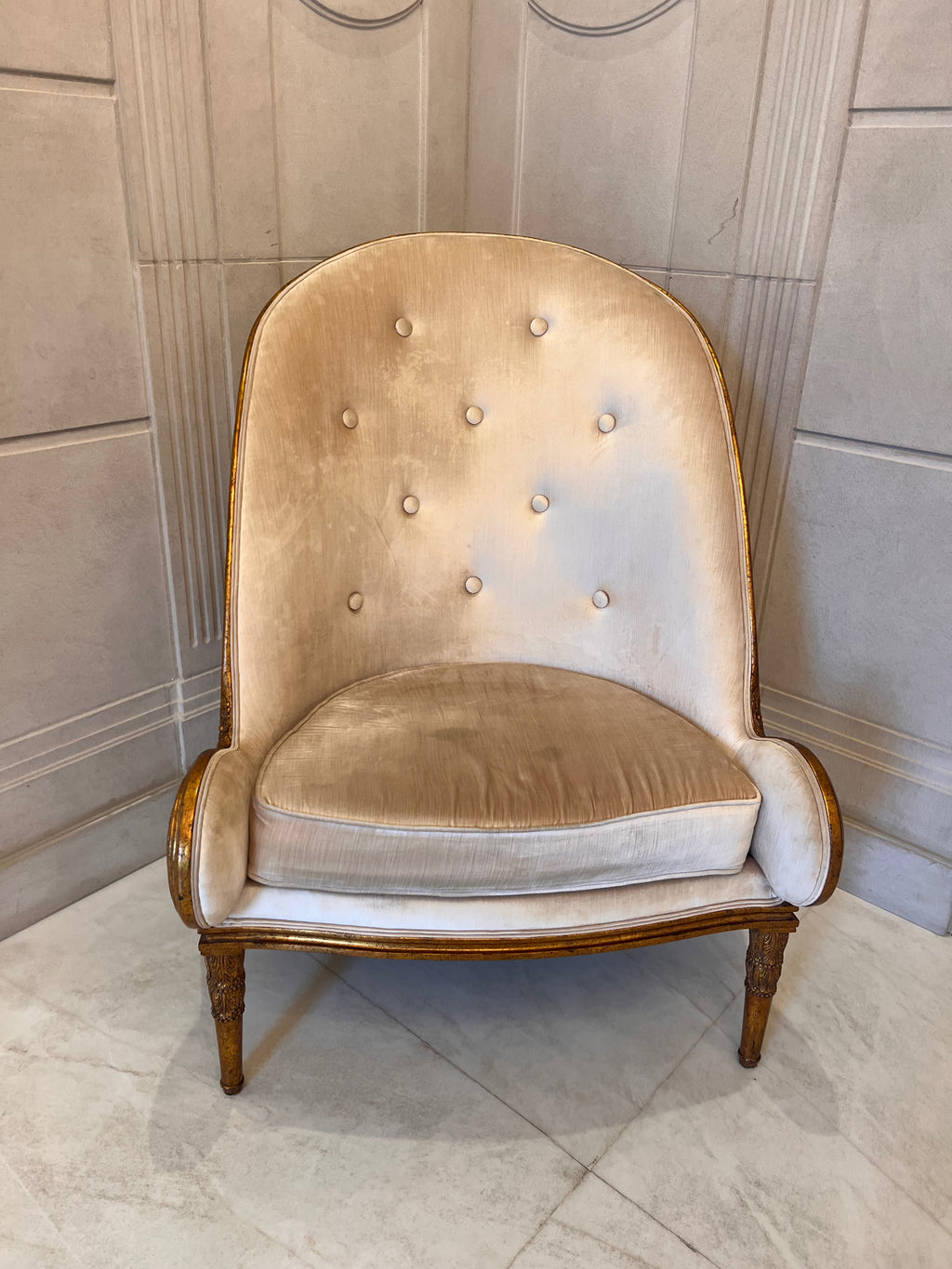 Pair of Casa Padrino Luxury Baroque Armchairs, Beige with Gold Frame (*retail $5,750)