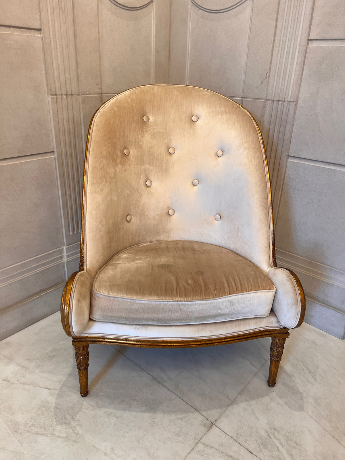 Pair of Casa Padrino Luxury Baroque Armchairs, Beige with Gold Frame (*retail $5,750)