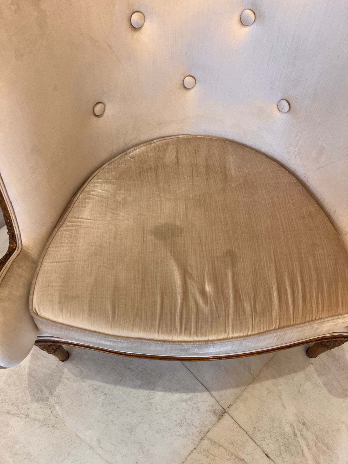 Pair of Casa Padrino Luxury Baroque Armchairs, Beige with Gold Frame (*retail $5,750)