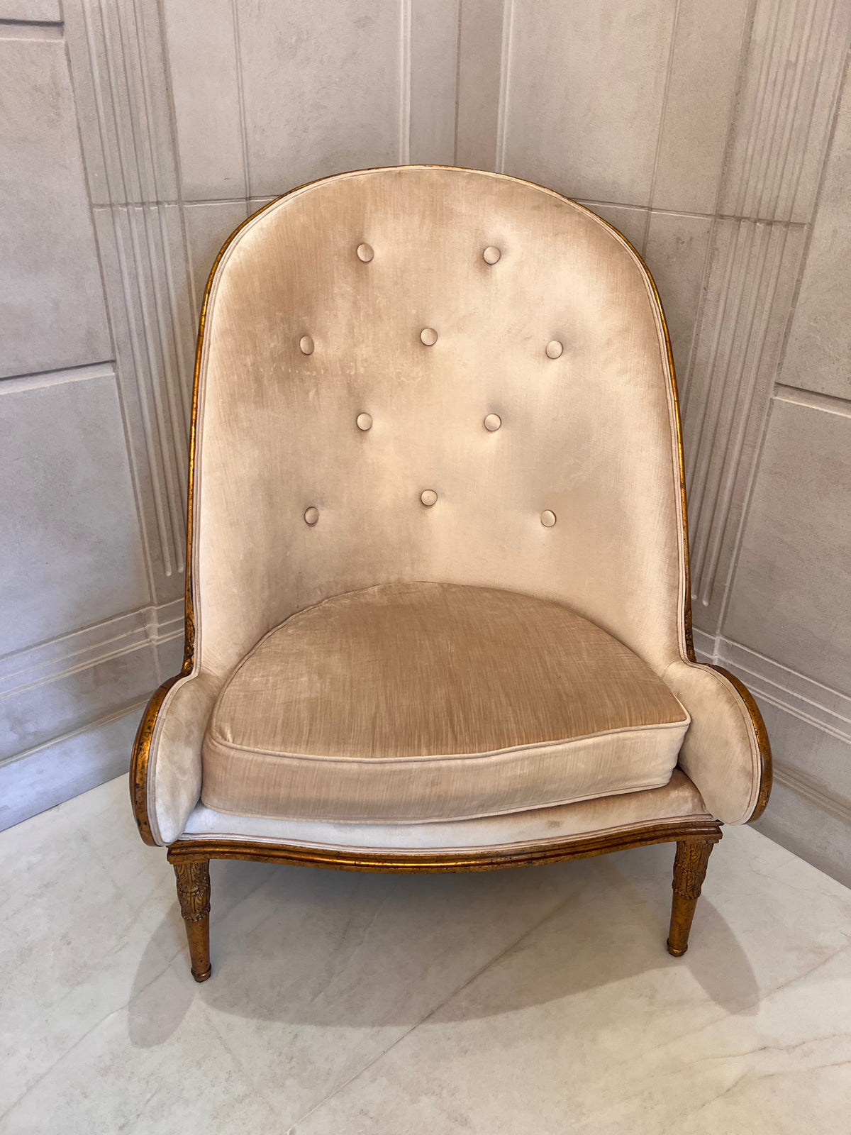 Pair of Casa Padrino Luxury Baroque Armchairs, Beige with Gold Frame (*retail $5,750)