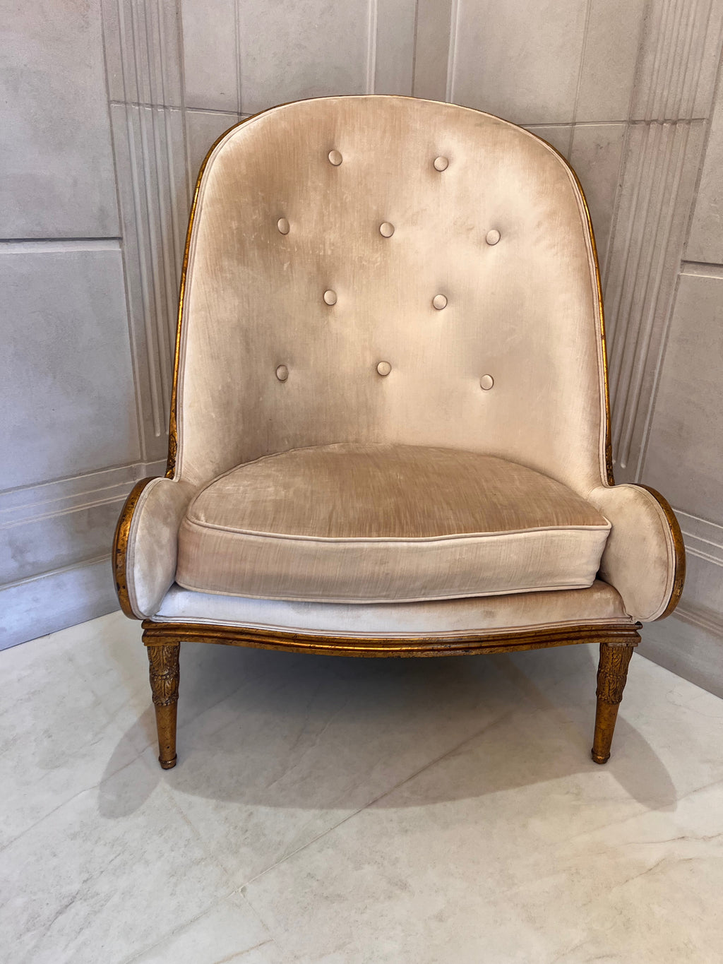 Pair of Casa Padrino Luxury Baroque Armchairs, Beige with Gold Frame (*retail $5,750)