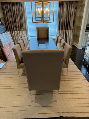 Custom Made Dining Table + 10 Chairs with Acrylic Legs